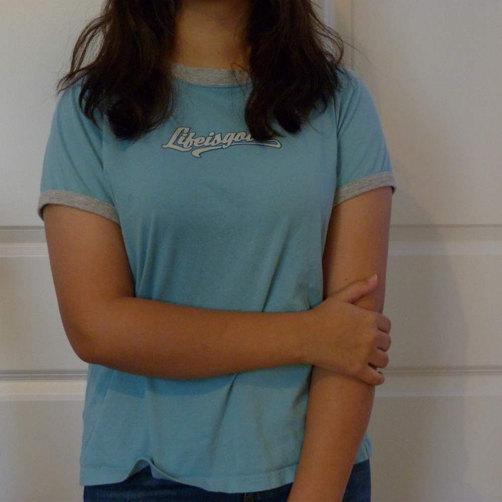 Light Blue "Life is Good" Ringer T-Shirt